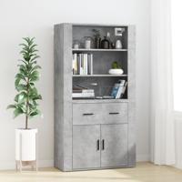 Hoge kast bewerkt hout betongrijs
