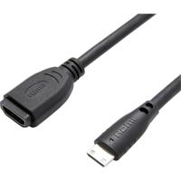 Value 12.99.3120 HDMI-kabel HDMI Verlengkabel HDMI-mini-C-stekker, HDMI-A-bus 0.15 m Zwart - thumbnail