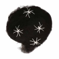 Boland Decoratie spinnenweb/spinrag met spinnen - 60 gram - zwart - Halloween/horror versiering - Feestdecoratievoorwerp - thumbnail
