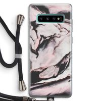 Roze stroom: Samsung Galaxy S10 Plus Transparant Hoesje met koord