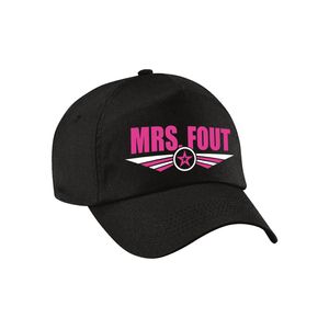 Mrs fout tekst pet / baseball cap foute party roze op zwart voor dames