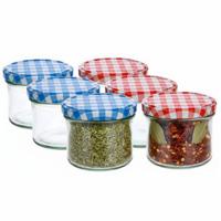 Weckpotten / inmaakpotten - rood / blauw - 6x stuks - 230 ml - met draaideksel - glas