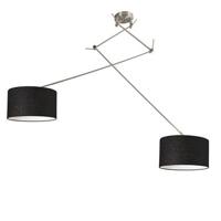 QAZQA Hanglamp staal met kap 35 cm zwart verstelbaar 2-lichts - Blitz - thumbnail