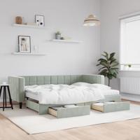 Slaapbank onderschuifbed en lades 80x200 cm fluweel lichtgrijs