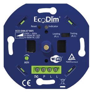 Smart LED WiFi dimmer - 0-250 Watt - Druk-/Draaiknop - Fase afsnijding en aansnijding - Tuya based - ECO-DIM.07