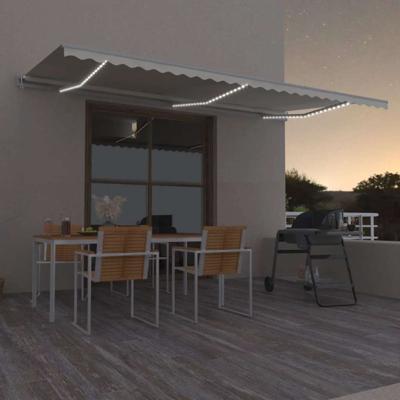 Luifel automatisch met LED en windsensor 600x300 cm crèmekleur