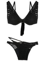 Amir Slama bikini en maille ajourée à design superposé - Noir - thumbnail