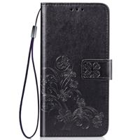Vier blad clasp reliëf gesp mobiele telefoon bescherming lederen draagtas met Lanyard & Card slot & portemonnee & beugel functie voor vivo Y3 (zwart)