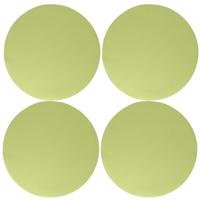 Wicotex Placemats Uni - 4x - lime groen - rond 38 cm - anti slip laag - Teflon coating toplaag