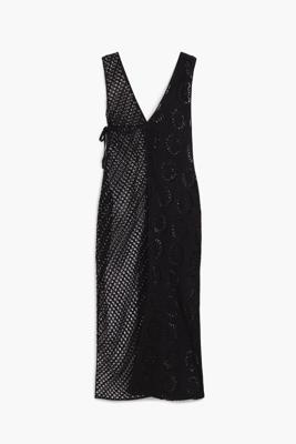 Omslagjurk met kant - BLACK - U