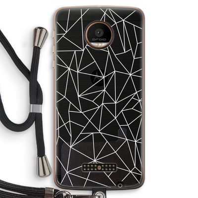 Geometrische lijnen wit: Motorola Moto Z Force Transparant Hoesje met koord