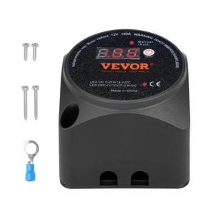 VEVOR spanningsgestuurd scheidingsrelais 12V 140A handmatige automatische modus spanningsgevoelige VSR-relais met LCD-scherm voor ATV UTV RV SUV vrachtwagen boot jacht