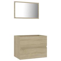 The Living Store Badkamermeubelset met Spiegel - 60 x 1.5 x 37 cm - Sonoma Eiken