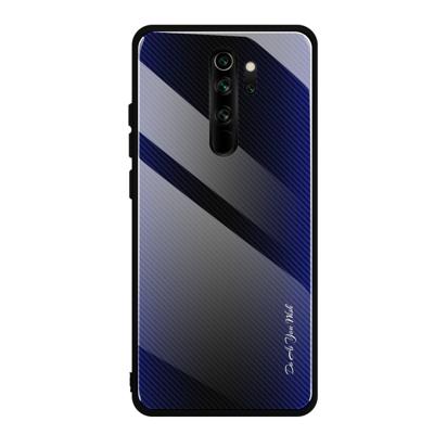 Voor Xiaomi Redmi Note 8 Pro Carbon Fiber textuur gradiënt kleur glas geval (paars)