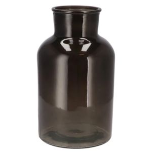 Bloemenvaas melkbus fles model - helder gekleurd glas - zwart - D17 x H30 cm