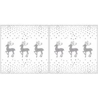 Ambiente Kerst servetten - 40x - rendier en stippen - wit zilver