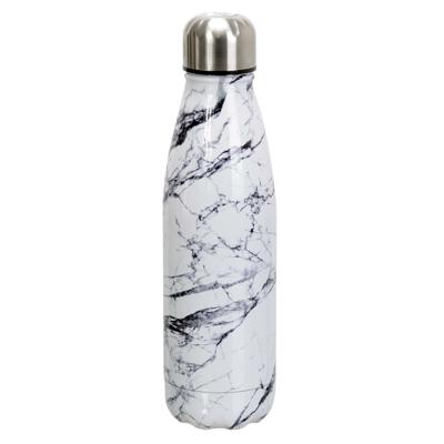 Travel drinkfles voor warme en koude dranken - marmer - roestvrij staal - met schroefdop - 500 ml