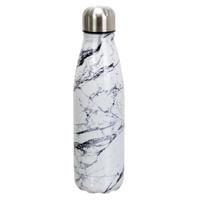 Travel drinkfles voor warme en koude dranken - marmer - roestvrij staal - met schroefdop - 500 ml