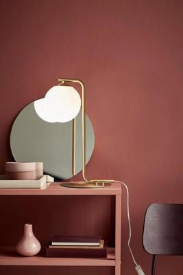 Tafellamp messing &apos;Grant&apos; Nordlux E14 fitting opaal glas 41 cm