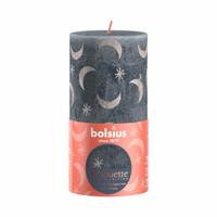 Bolsius silhouette stompkaars met print 13x6.8 cm leisteenblauw - thumbnail