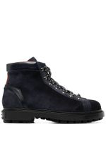 Santoni suede lace-up boots - Bleu