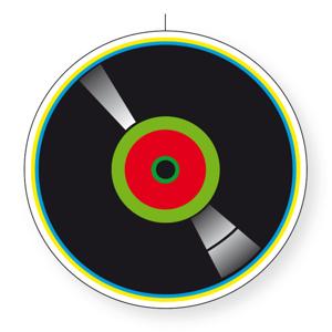 Seventies/eighties muziek decoratie- disco thema - lp/vinylplaat - D28 cm - karton