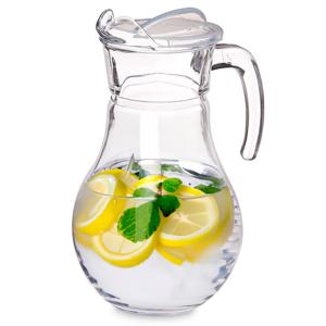 Waterkan/sapkan met schenkdop - 1.8 liter - glas - transparant - 26 cm