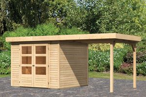 Woodfeeling | Tuinhuis Askola 3,5 met Overkapping 2,4 | Onbehandeld