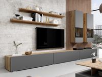 Tv-meubel set BABEL 5 deuren artisan eik/grijs zonder led zonder salontafel - thumbnail