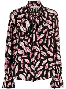 DVF Diane von Furstenberg blouse imprimée à col lavallière - Noir