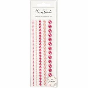 Hobby plak parels - Vel met 140 stuks - roze - 2-8 mm - plakdiamantjes - stickers