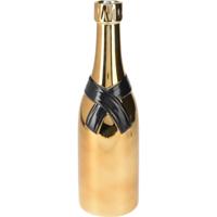 Vaas Champagne fles - oud en nieuw - keramiek - zwart/goud - 11 x 39 cm - nieuwjaar - thumbnail