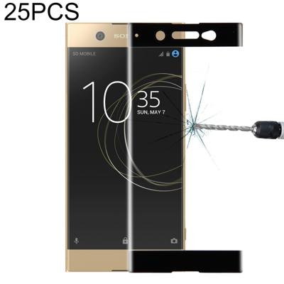 25 stuks voor Sony Xperia XA1 Ultra 0.33 mm 9H oppervlaktehardheid 3D gebogen volledig scherm gehard glas screen protector (zwart)