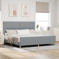 Bedframe met hoofdeinde Lichtgrijs 200 x 200 cm Stof