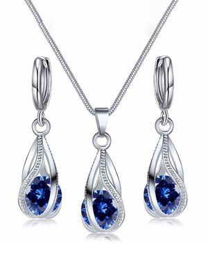 Kristal oorbellen Halsketting Set