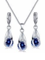 Kristal oorbellen Halsketting Set - thumbnail