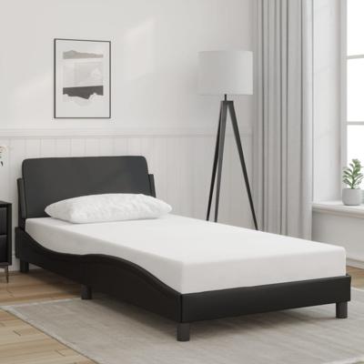 Bedframe met hoofdbord kunstleer zwart 100x200 cm