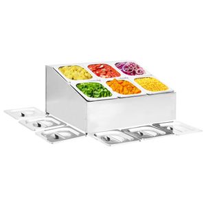 VidaXL Gastronormbakkenhouder met 6 gn 1/6 bakken roestvrij staal