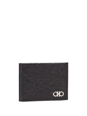 Ferragamo portefeuille en cuir à plaque Gancini - Noir