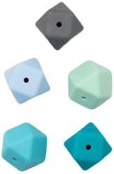 Durable Siliconen Hexagonkralen 5 stuks Blauw