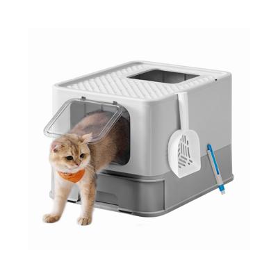 Kattenbak met deksel en 2 openingen, Lichtgrijs-duifgrijs