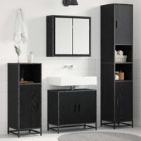 Badkamermeubelset met opslag 4 pcs Zwart eiken 65 x 33 x 60 cm