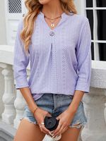 Knitted Loose V Neck Casual T-Shirt - thumbnail