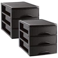 Ladekastje bureau organizer SORTED - 2x - 3 lades - donkerbruin - L26 x B35 x H28 cm - kunststof Ladekastje bureau organizer SORTED - 2x - 3 lades - donkerbruin - L26 x B35 x H28 cm - kunststof