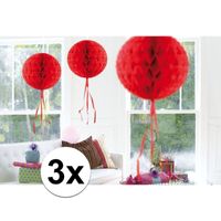 3 stuks decoratie ballen rood 30 cm   -
