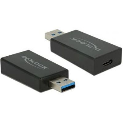 Delock 65689 Converter USB 3.1 Gen 2 Type-A male > USB Type-C female Actief zwart