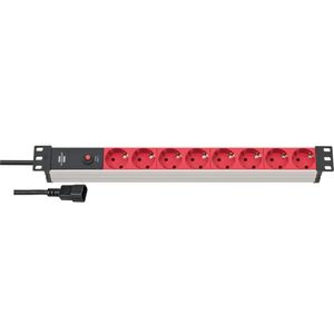 Brennenstuhl 1390007118 Alu-Line 19" PDU | Server Stekkerdoos | 10A met 8x Type F Aansluitingen | C14 UPS-Stekker | 2 meter