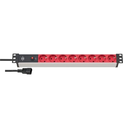 Brennenstuhl 1390007118 Alu-Line 19" PDU | Server Stekkerdoos | 10A met 8x Type F Aansluitingen | C14 UPS-Stekker | 2 meter