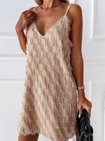 Loose Plain Casual Tassel Dress - thumbnail