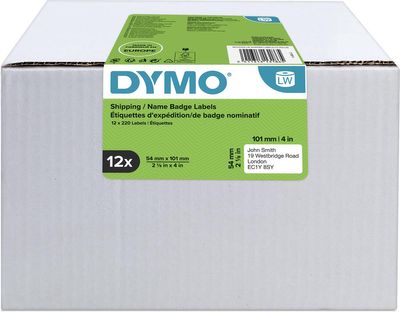 Dymo Value Pack: etiketten LabelWriter ft 101 x 54 mm, wit, doos van 12 x 220 etiketten